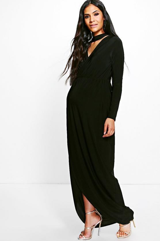 Maternity Eliza Choker Detail Maxi Dress